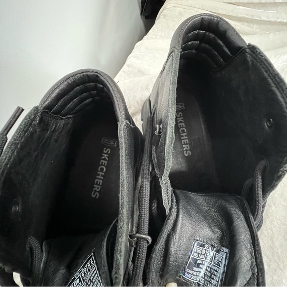 Skechers men’s platform combat boots size 7.5 black leather Y2K 90’s vintage main image 7